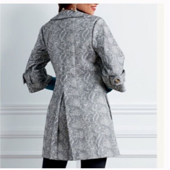 Cabi Camille Coat Gray Snakeskin Print Women Size L - Picture 3 of 12